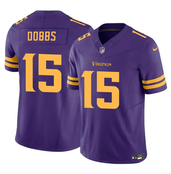 Men’s Minnesota Vikings #15 Josh Dobbs Purple 2023 F.U.S.E. Color Rush Stitched Jersey