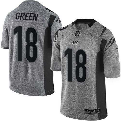 Nike Bengals #18 A.J. Green Gray Men’s Stitched NFL Limited Gridiron Gray Jersey