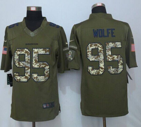 Men’s Denver Broncos #95 Derek Wolfe Green Salute To Service 2015 NFL Nike Limited Jersey