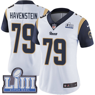 #79 Limited Rob Havenstein White Nike NFL Road Women’s Jersey Los Angeles Rams Vapor Untouchable Super Bowl LIII Bound