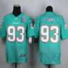 Men’s Miami Dolphins #93 Ndamukong Suh Aqua Green Team Color 2015 NFL 50th Patch Nike Elite Jersey