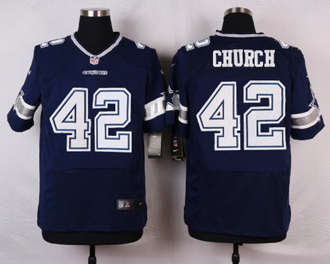 Men’s Dallas Cowboys #42 Barry Church Navy Blue Team Color NFL Nike Elite Jersey