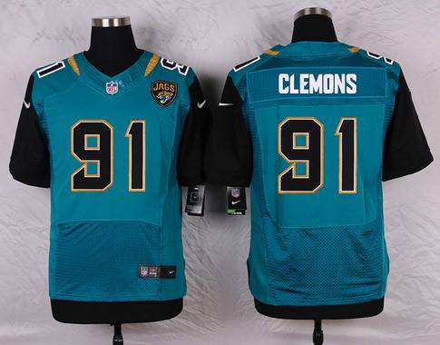 Men’s Jacksonville Jaguars #91 Chris Clemons Teal Green Alternate NFL Nike Elite Jersey