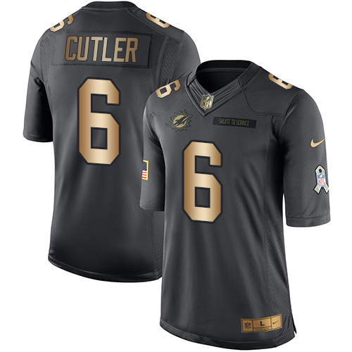 Nike Miami Dolphins #6 Jay Cutler Black Men’s Stitched NFL Limited Gold Salute To Service Jersey