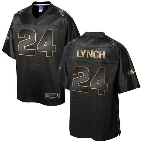 Nike Seahawks #24 Marshawn Lynch Pro Line Black Gold Collection Men’s Stitched NFL Game Jersey