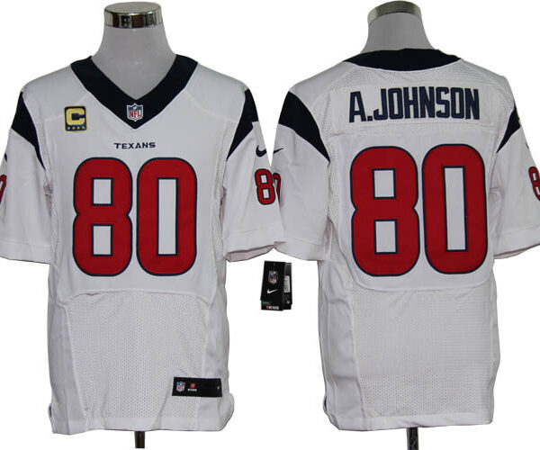 Size 60 4XL-Andre Johnson Houston Texans #80 C Patch White Stitched Nike Elite NFL Jerseys