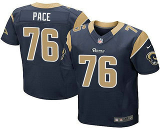 Men’s Los Angeles Rams #76 Orlando Pace Navy Blue Team Color NFL Nike Elite Jersey