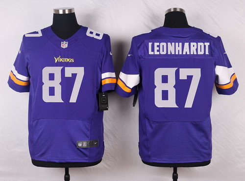 Men’s Minnesota Vikings #87 Brian Leonhardt Purple Team Color NFL Nike Elite Jersey