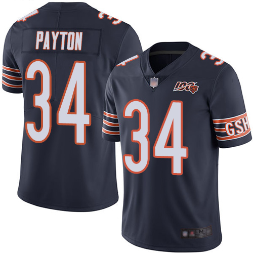 Chicago Bears #34 Walter Payton Navy Blue Team Color Men’s Stitched Football 100th Season Vapor Limited Jersey