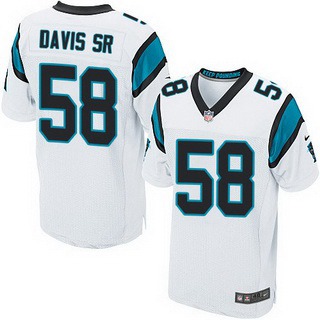 Men’s Carolina Panthers #58 Thomas Davis Sr White Road NFL Nike Elite Jersey
