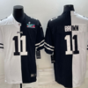 Men’s Philadelphia Eagles #11 A.J. Brown Black & White Split Super Bowl LVII Patch Limited Stitched Jersey