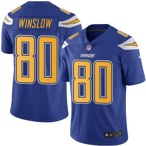 Nike Chargers #80 Kellen Winslow Electric Blue Men’s Stitched NFL Limited Rush Jersey