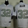 Nike Oakland Raiders #32 Marcus Allen White With Silvery Elite Jersey