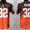 Nike Cleveland Browns #32 Jim Brown Brown/Orange Fadeaway Elite Jersey