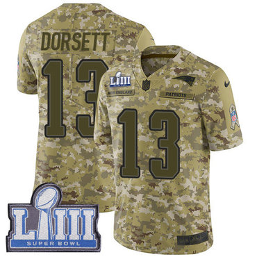 Men’s New England Patriots #13 Phillip Dorsett Camo Nike NFL 2018 Salute to Service Super Bowl LIII Bound Limited Jersey