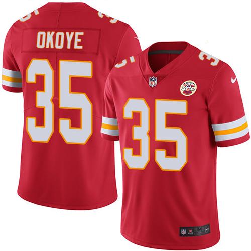 Nike Kansas City Chiefs #35 Christian Okoye Red Team Color Men’s Stitched NFL Vapor Untouchable Limited Jersey