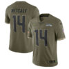 Men’s Seattle Seahawks #14 DK Metcalf 2022 Olive Salute To Service Limited Stitched Jersey