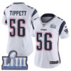 #56 Limited Andre Tippett White Nike NFL Road Women’s Jersey New England Patriots Vapor Untouchable Super Bowl LIII Bound