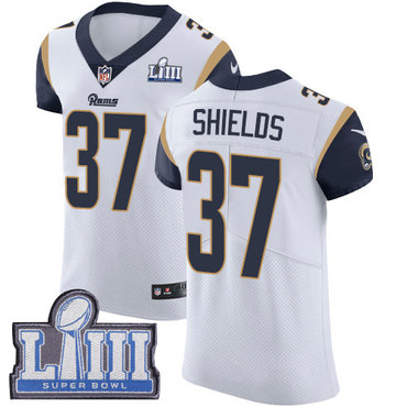 Men’s Los Angeles Rams #37 Sam Shields White Nike NFL Road Vapor Untouchable Super Bowl LIII Bound Elite Jersey