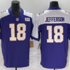 Men’s Minnesota Vikings #18 Justin Jefferson Purple 2023 FUSE Bud Grant Patch Limited Stitched Jersey