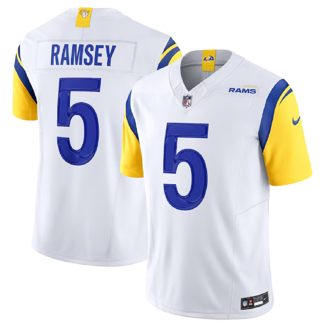 Men’s Los Angeles Rams #5 Jalen Ramsey White 2023 F.U.S.E. Vapor Untouchable Limited Football Stitched Jersey