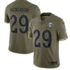 Men’s Los Angeles Rams #29 Eric Dickerson 2022 Olive Salute To Service Limited Stitched Jersey