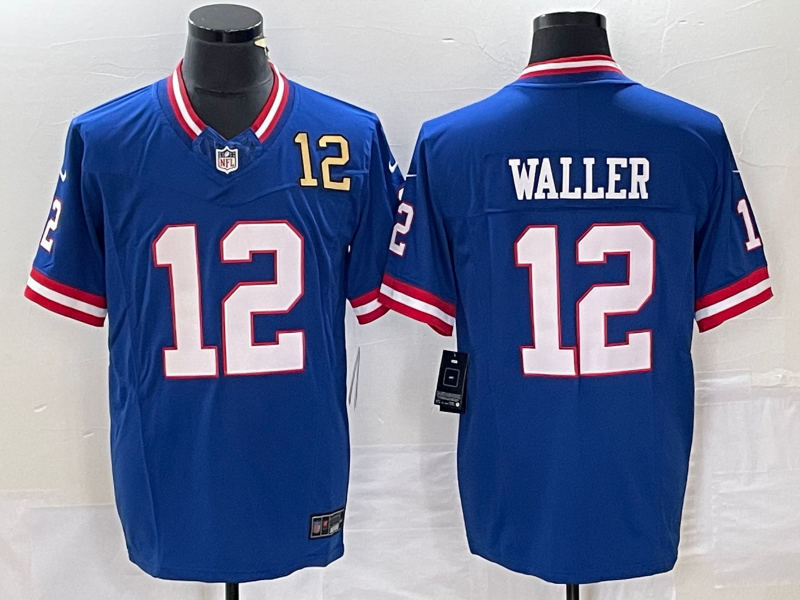 Men’s New York Giants #12 Darren Waller Number Blue 2023 FUSE Classic Vapor Limited Jersey