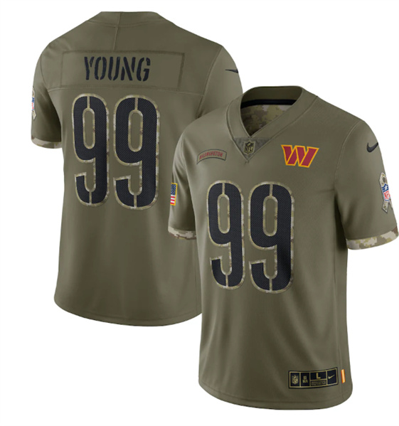 Men’s Washington Commanders #99 Chase Young 2022 Olive Salute To Service Limited Stitched Jersey