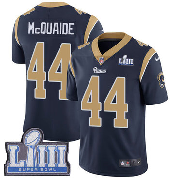 #44 Limited Jacob McQuaide Navy Blue Nike NFL Home Men’s Jersey Los Angeles Rams Vapor Untouchable Super Bowl LIII Bound
