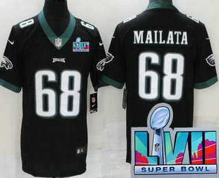 Men’s Philadelphia Eagles #68 Jordan Mailata Limited Black Super Bowl LVII Vapor Jersey
