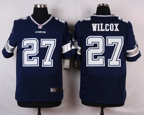 Men’s Dallas Cowboys #27 J. J. Wilcox Navy Blue Team Color NFL Nike Elite Jersey