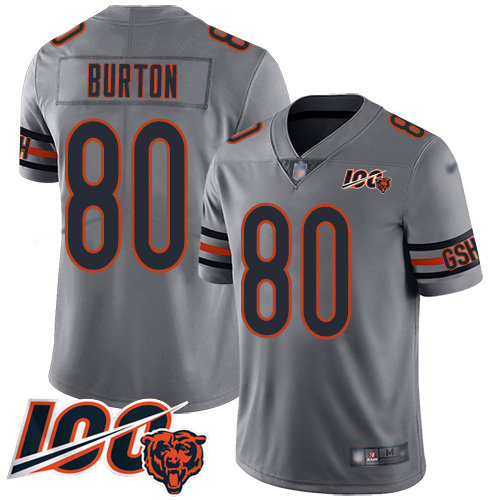 Bears #80 Trey Burton Silver Men’s Stitched Football Limited Inverted Legend 100th Season Jersey