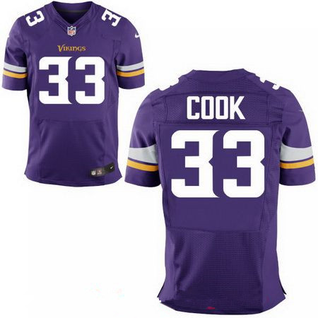 Men’s 2017 NFL Draft Minnesota Vikings #33 Dalvin Cook Purple Team Color Stitched NFL Nike Elite Jersey