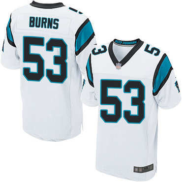Panthers #53 Brian Burns White Men’s Stitched Football Elite Jersey