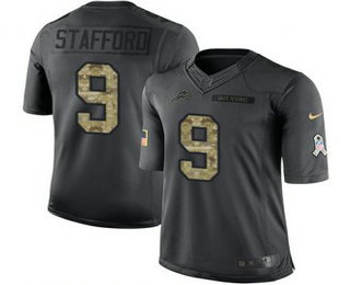Men’s Detroit Lions #9 Matthew Stafford Black Anthracite 2016 Salute To Service Stitched NFL Nike Limited Jersey