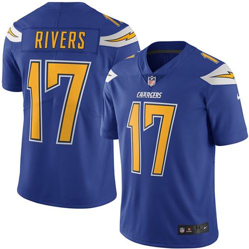 Nike Chargers #17 Philip Rivers Electric Blue Men’s Stitched NFL Limited Rush Jersey