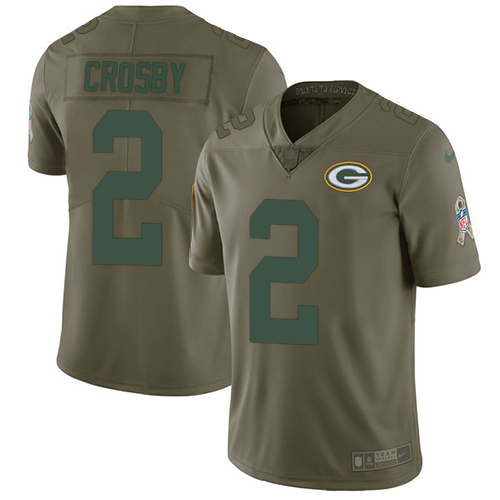 Nike Green Bay Packers #2 Mason Crosby Olive Men’s Stitched NFL Limited 2017 Salute To Service Jersey