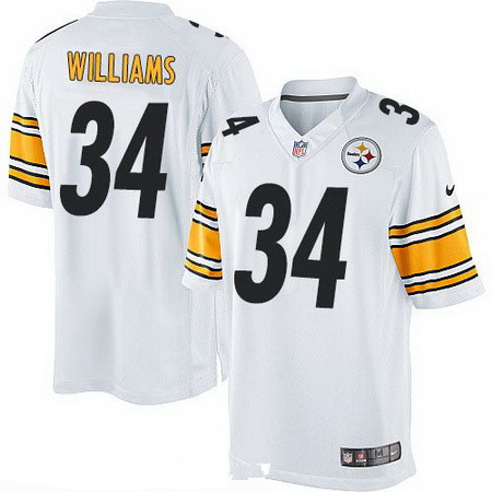 Men’s Pittsburgh Steelers #34 DeAngelo Williams White Road Stitched NFL Nike Game Jersey