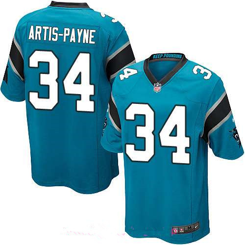 Men’s Carolina Panthers #34 Cameron Artis-Payne Light Blue Alternate Stitched NFL Nike Game Jersey