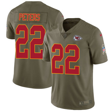 Nike Kansas City Chiefs #22 Marcus Peters Olive Men’s Stitched NFL Limited 2017 Salute to Service Jersey