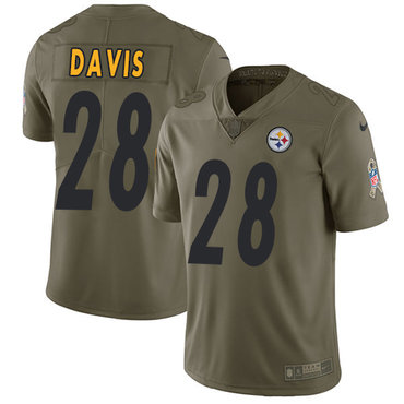 Nike Pittsburgh Steelers #28 Sean Davis Olive Men’s Stitched NFL Limited 2017 Salute to Service Jersey