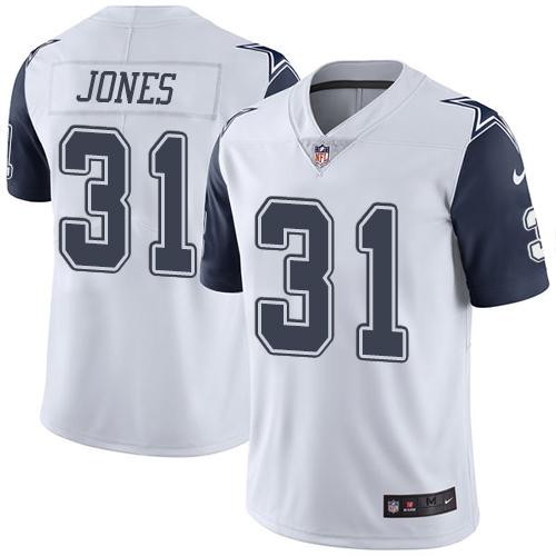Nike Cowboys #31 Byron Jones White Men’s Stitched NFL Limited Rush Jersey