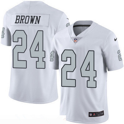 Men’s Oakland Raiders #24 Willie Brown Retired White 2016 Color Rush Stitched NFL Nike Limited Jersey