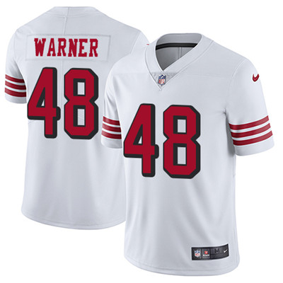 Nike San Francisco 49ers #48 Fred Warner White Rush Men’s Stitched NFL Vapor Untouchable Limited Jersey