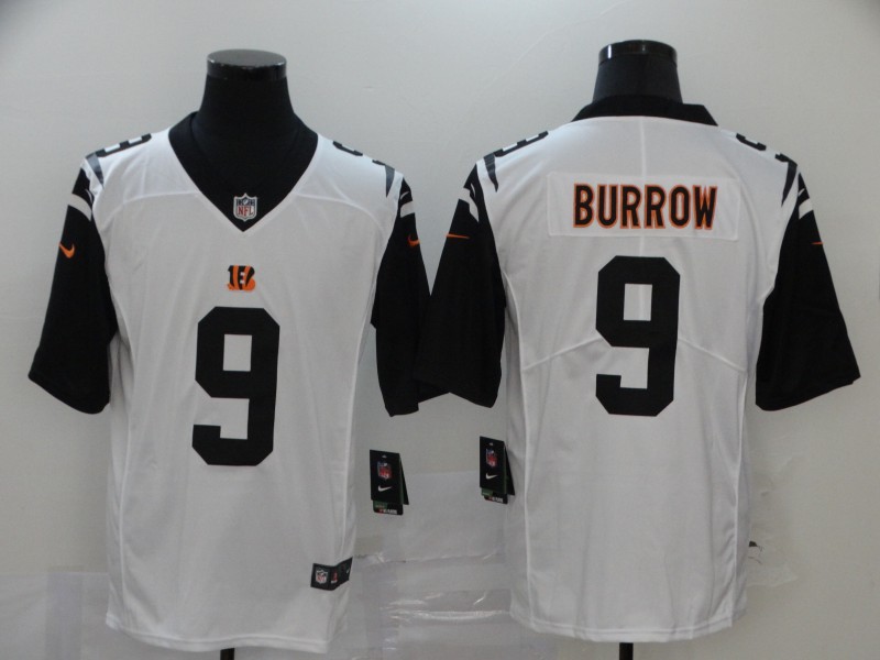 Men’s Cincinnati Bengals #9 Joe Burrow White 2020 Color Rush Stitched NFL Nike Limited Jersey