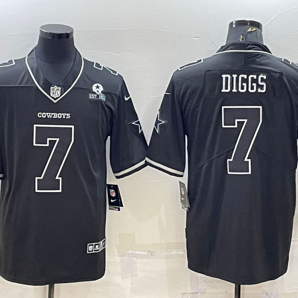 Men’s Dallas Cowboys #7 Trevon Diggs Black With 1960 Patch Limited Stitched Football Jersey