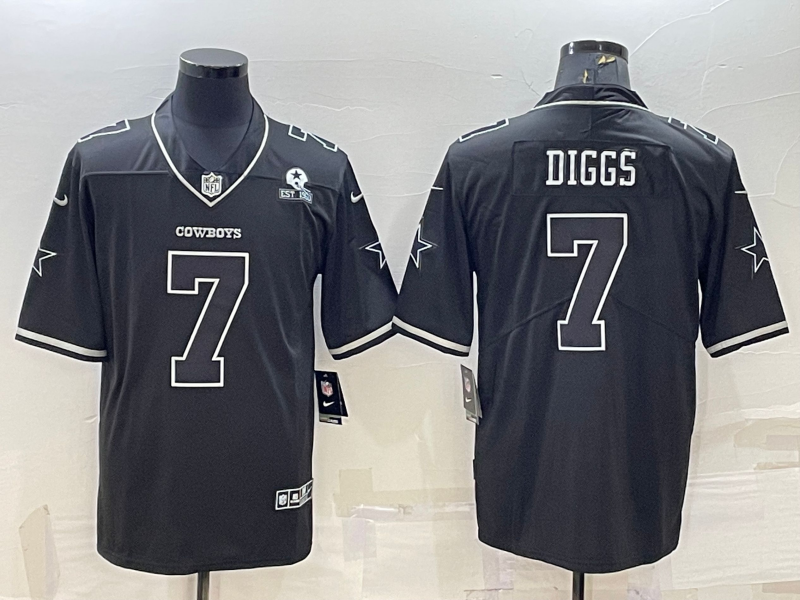 Men’s Dallas Cowboys #7 Trevon Diggs Black With 1960 Patch Limited Stitched Football Jersey