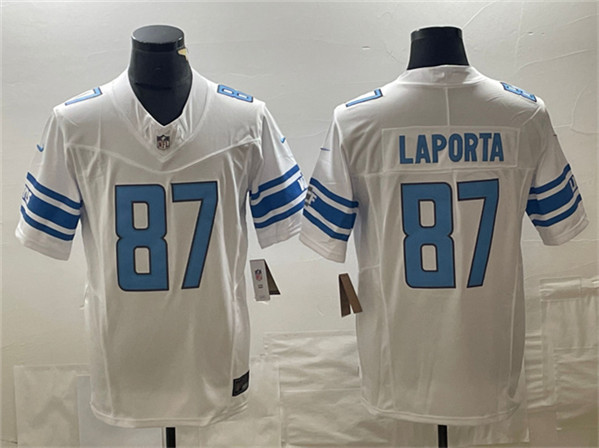 Men’s Detroit Lions #87 Sam LaPorta White 2023 F.U.S.E. Vapor Untouchable Limited Stitched Jersey