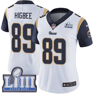 Women’s Los Angeles Rams #89 Tyler Higbee White Nike NFL Road Vapor Untouchable Super Bowl LIII Bound Limited Jersey