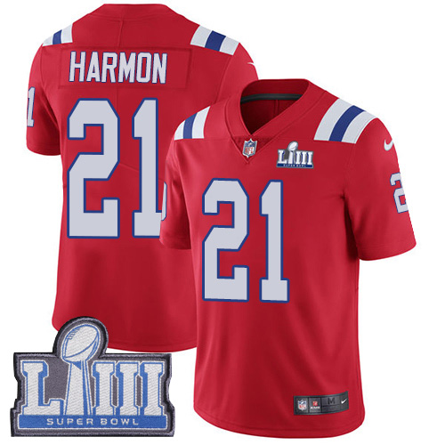 Men’s New England Patriots #21 Duron Harmon Red Nike NFL Alternate Vapor Untouchable Super Bowl LIII Bound Limited Jersey